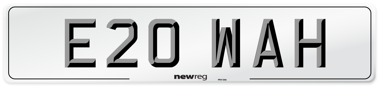 E20 WAH Number Plate from New Reg